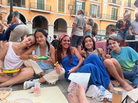 Students smiling on host family day while on a gap year abroad