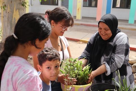 Locals gardening in Morocco 