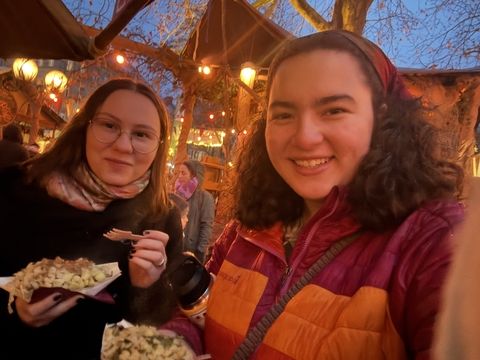 Posing outside for a meal
