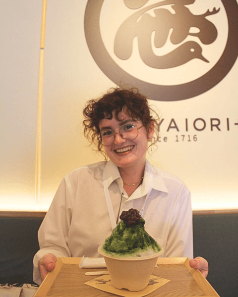 Summer Intern Sofia Monteleone eating Kakigori