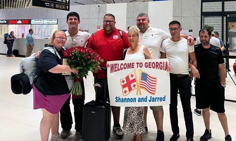 Shannon and Jarred Johnston have visited their exchange student Giorgi in Georgia. (They're also visiting Cem, their German exchange student, this summer.)