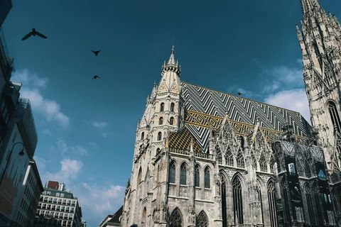 View looking up at St. Stephen's Cathedral in Vienna, Austria