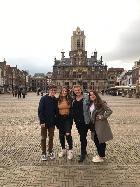 CIEE Brussels students pose in historic district of Brussels