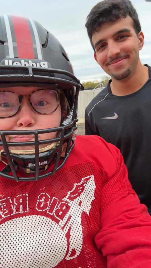 Shannon Johnston supported exchange student Cem at his football games.