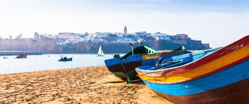 boat on rabat beach morocco