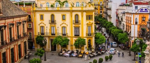 Crowded plaza in Seville