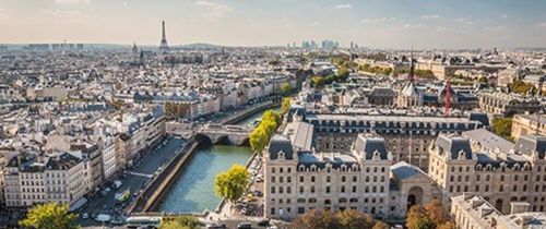 france aerial view paris sunny day city