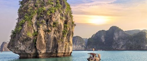 Boat on the ocean in Hanoi, Vietnam