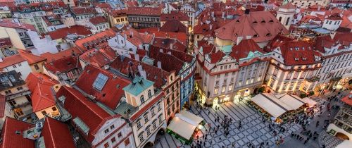 Prague town aerial