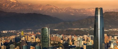 Santiago, Chile cityscape hazy sunset