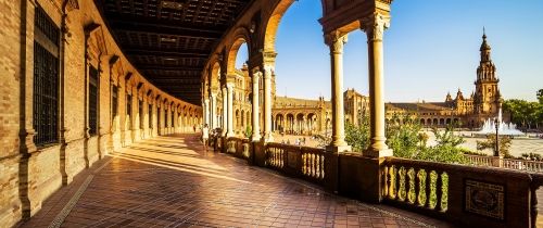 famous plaza in seville spain sun