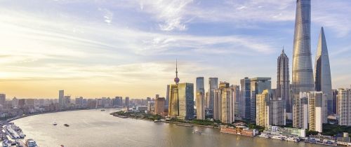 Shanghai skyline by the river