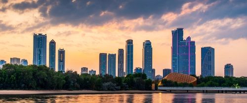 Sharjah skyline in the United Arab Emirates