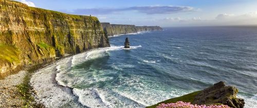 dublin ireland sunny day ocean cliff flowers