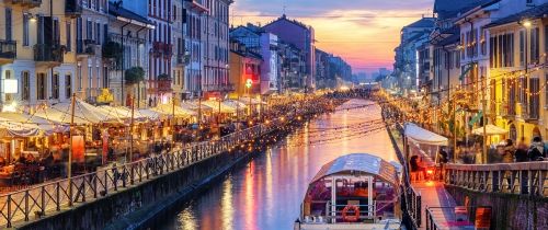 Milan canal at night