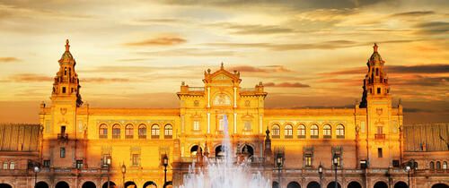sunset in seville spain building sunset