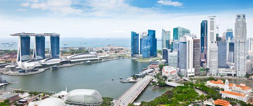 aerial view of downtown singapore