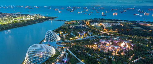 singapore harbor at night