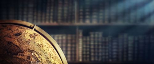 vintage globe dark library