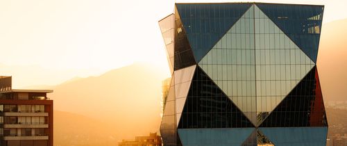 Santiago Chile building top at sunset