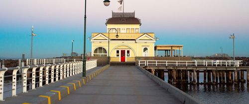 Melbourne's St Kilda Kiosk looking down the pier 