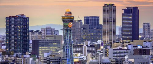 Osaka skyline at twilight