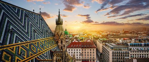 View of Vienna from the roof of St. Stephen's Cathedral in Vienna, Austria