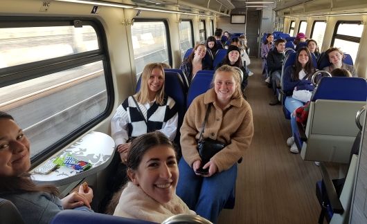 amsterdam study abroad students on train