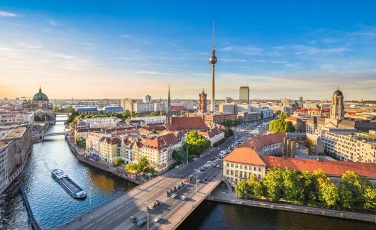 Aerial view of Berlin waterway