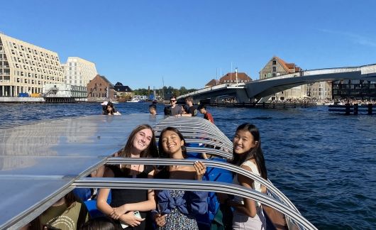 High school students on a canal boat tour in Copenhagen