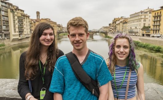 Gap year students in Rome by the water