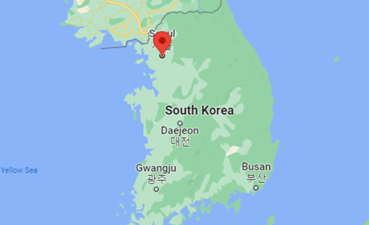 south korea seoul red pin on map