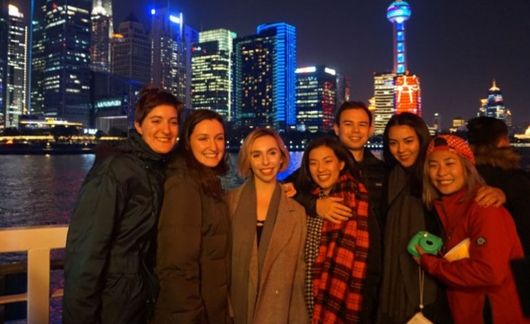 shanghai study abroad students smile boat trip