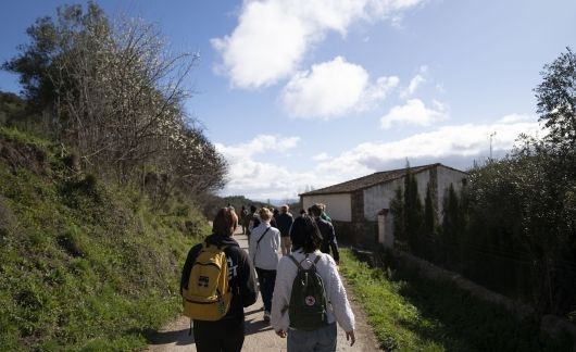 students hiking in seville spain