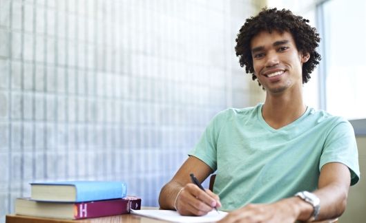 Student studying at desk