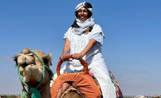 camel ride for study abroad student in africa