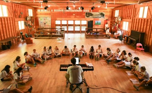 Music session at summer camp