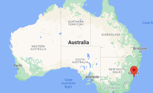 sydney australia red pin location on map