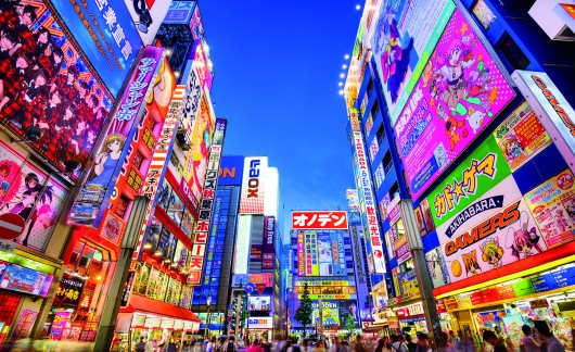 tokyo street with neon lights