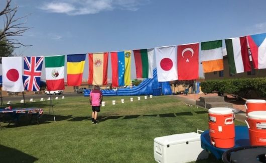 flags at work and travel usa outdoor event