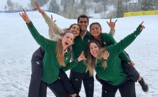 winter resort employees smile