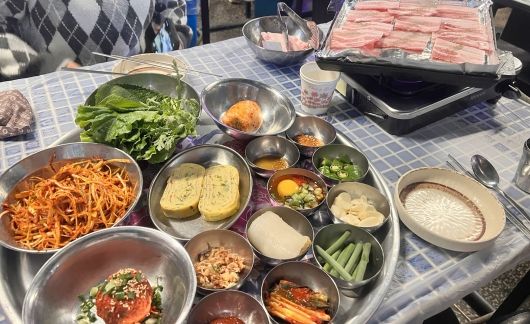 Platters of Korean food in Seoul