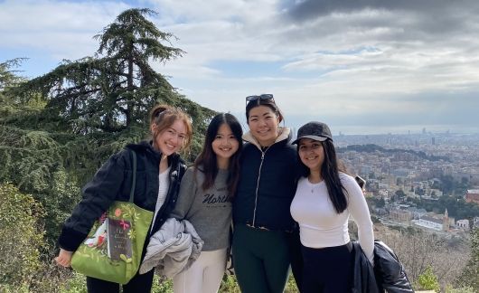 barcelona students on hike