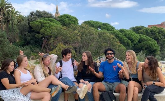 barcelona fall students laugh together