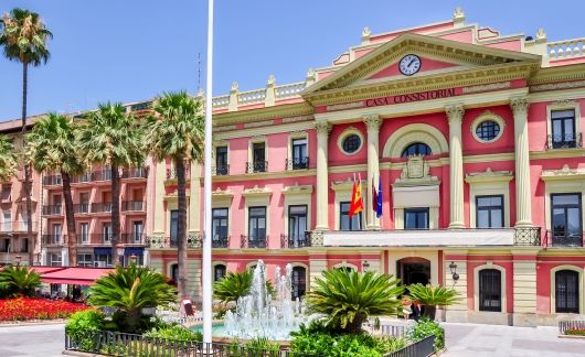 Pink building in Murcia, Spain