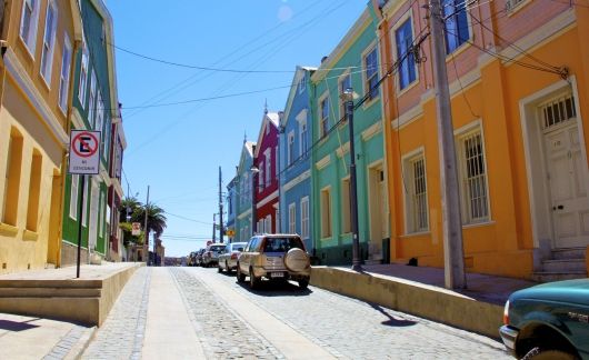 Colorful street in Santiago, Chile