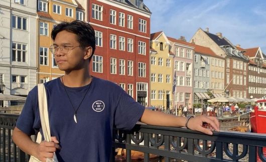 copenhagen student by houses and waterway