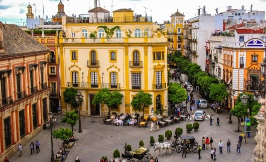 Crowded plaza in Seville