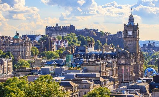 edinburgh city famous tower aerial view