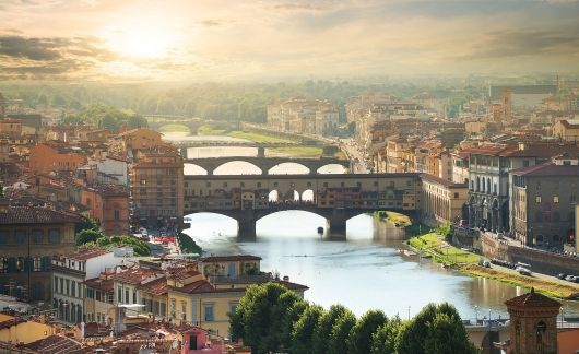 bridge canal florence italy dusk